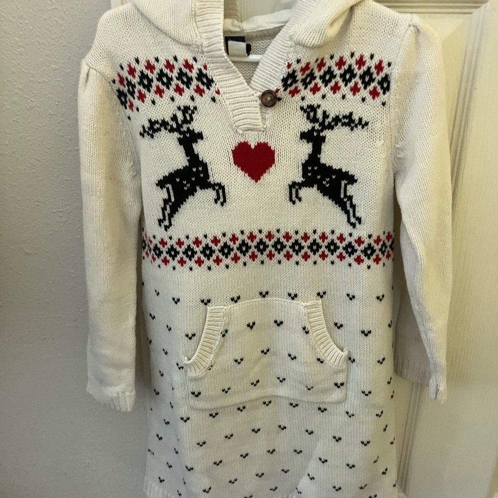 Christmas Fairisle style hooded sweater dress GAP